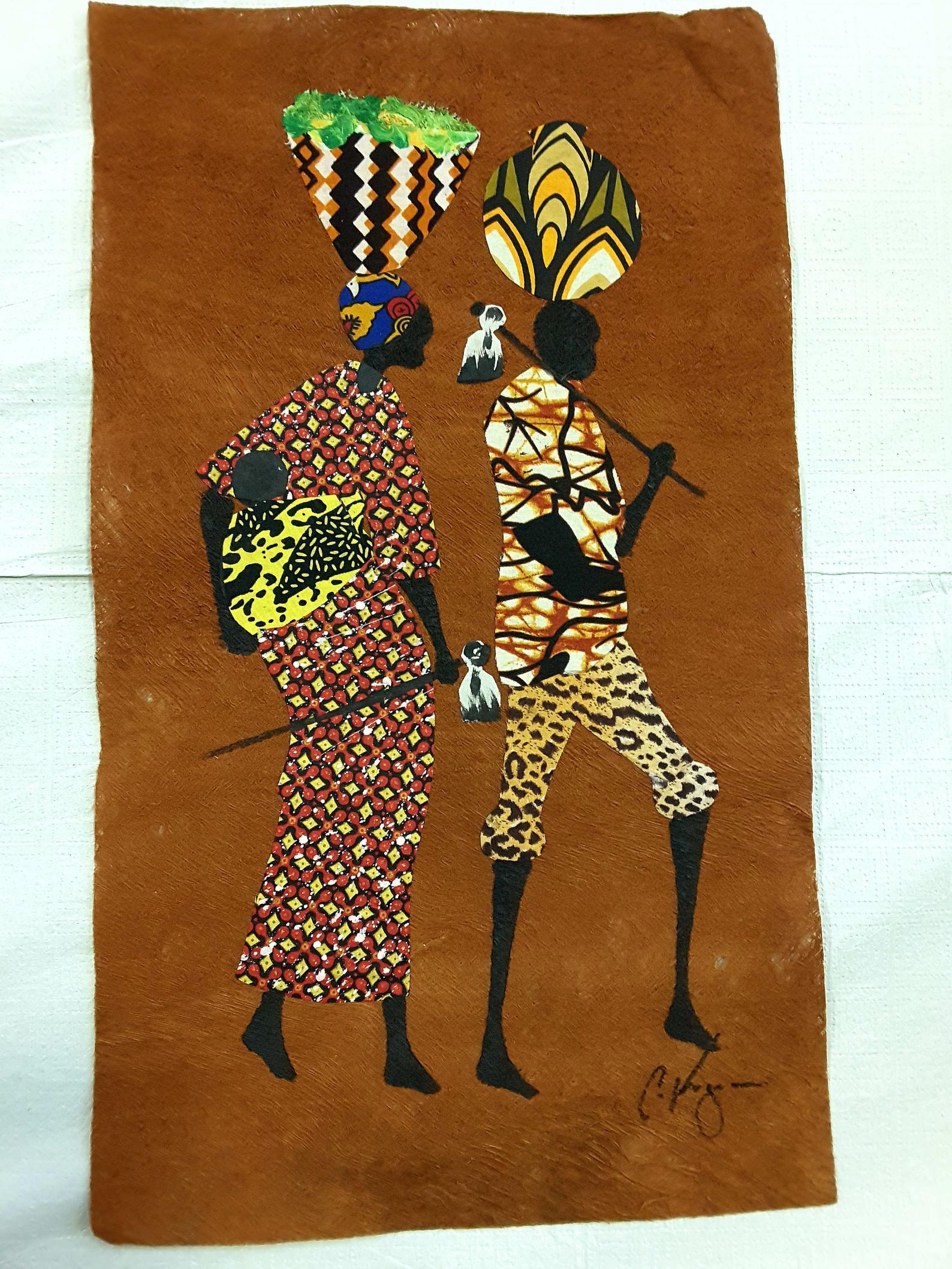Hand-painting-on-a-historical-bark-cloth-III